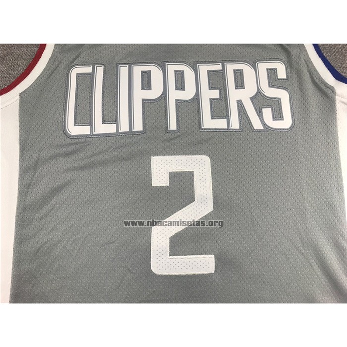 Camiseta Los Angeles Clippers Kawhi Leonard NO 2 Earned 2020-21 Gris